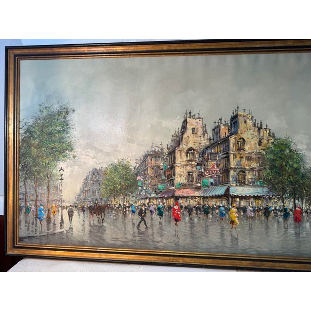 1960s Itallian Oil Painting Street Scene by Antonio Divity For Sale In New York - Image 6 of 11