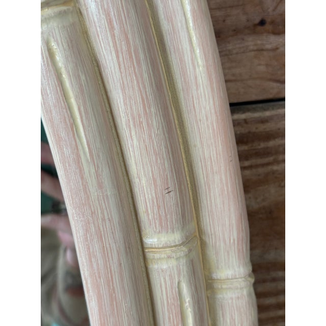Vintage Coastal Faux Bamboo Pagoda Palmette Leaf Oval Mirror For Sale - Image 11 of 12