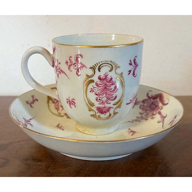 18th Century Antique 18th Century German Porcelain Puce Tea Cup & Saucer For Sale - Image 5 of 9