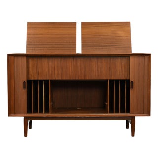 Arne Vodder for Sibast Danish Teak Tambour Door Stereo Cabinet For Sale
