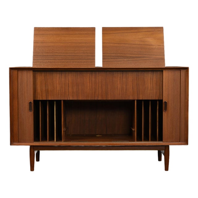 Arne Vodder for Sibast Danish Teak Tambour Door Stereo Cabinet For Sale