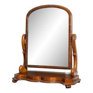 English Large Victorian Style Mahogany Footed Dressing Table Mirror, 1910s For Sale