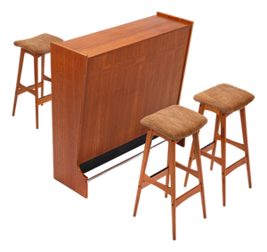 SK661 Cocktail Cabinet and Bar Stools by Johannes Andersen for Skaaning & Son 1960s