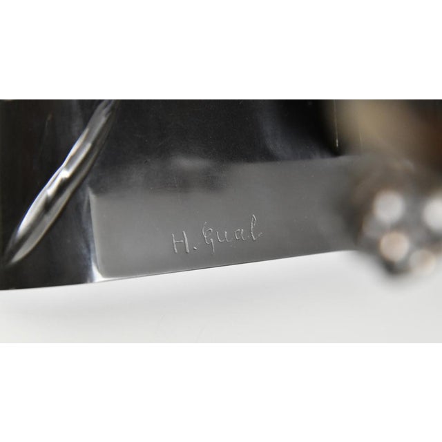 H. Gual, Art Deco Panther Sculpture, 1930, Metal & Marble For Sale - Image 9 of 10