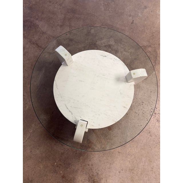 2020s Round Marble Coffee Table Base W/ Marble Shelf For Sale - Image 5 of 5
