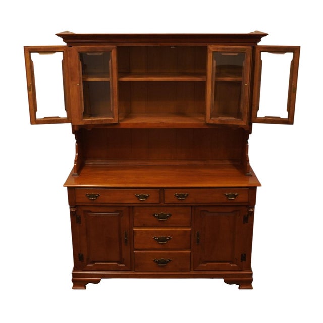 Late 20th Century Tell City Solid Hard Rock Maple Colonial Style 52" Buffet W. China Cabinet 8390 - #48 Andover Finish For Sale - Image 5 of 12