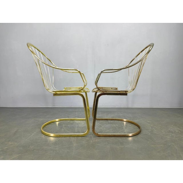 Gold Brass Dining Chairs by Gastone Rinaldi for Rima, Italy, 1970s, Set of 5 For Sale - Image 8 of 18
