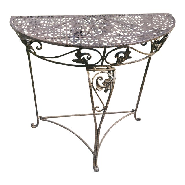 19th Century Hand Wrought Iron Half Moon Table Chairish