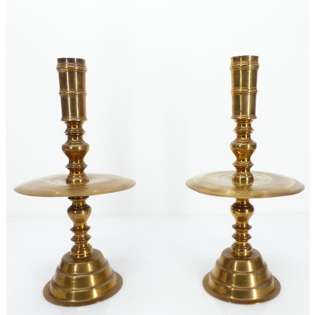Brutalist Brass Altar Candlesticks, 1890s, Set of 2 For Sale - Image 3 of 12