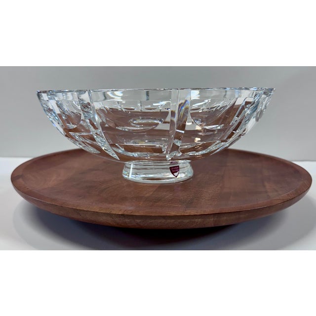 Simon Gate Vintage Orrefors “Thousand Windows” Crystal Footed Centerpiece Bowl by Simon Gate, Sweden For Sale - Image 4 of 10