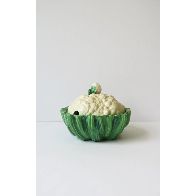 American Tureen Bowl Cauliflower Cabbage Vegetable Trompe L'Oeil, Circa Mid 20th Century For Sale - Image 3 of 12