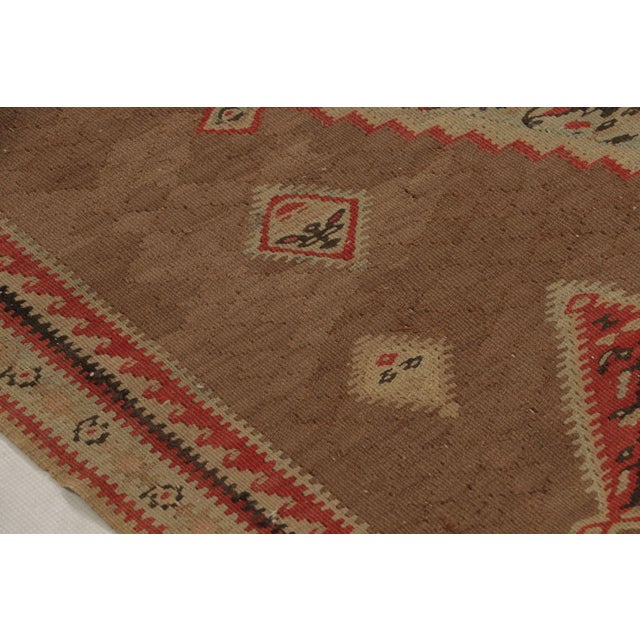 Rug & Kilim Antique Traditional Senneh Persian Red and Blue Wool Kilim With Earth Tones For Sale - Image 4 of 10