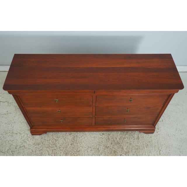 2010s Stickley Cherry Marseilles 8 Drawer Double Dresser W. Mirror For Sale - Image 5 of 15