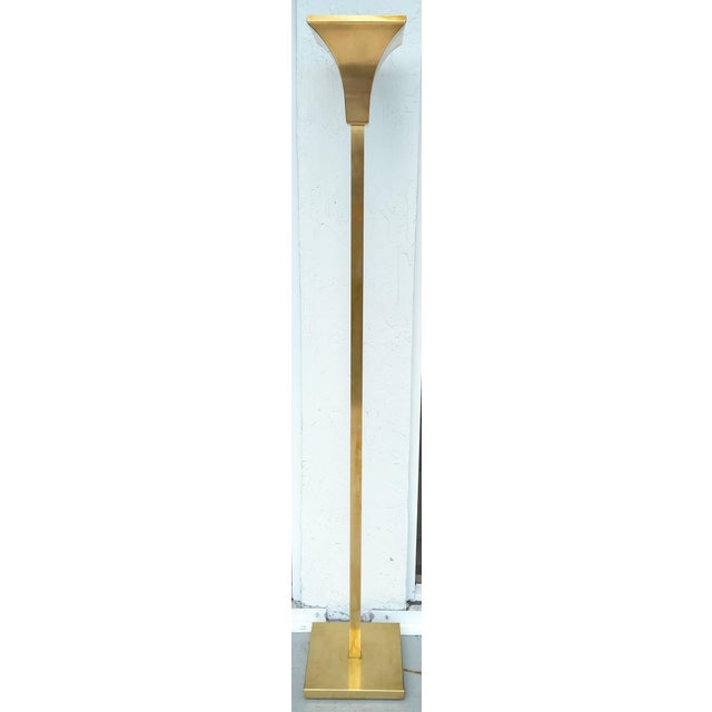 Solid Brass Torchiere Floor Lamp, Mid-Century | Chairish