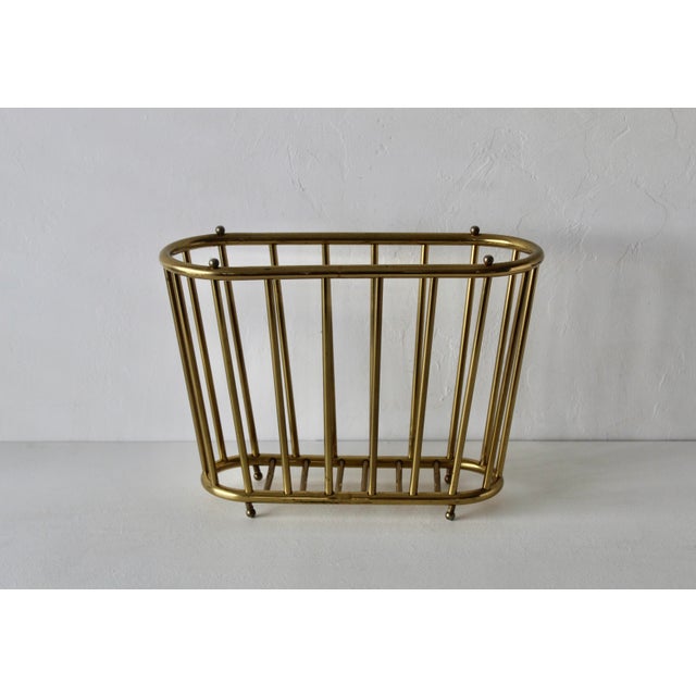 Mid-Century Modern Gumps San Francisco Style Brass Magazine Rack Vintage For Sale - Image 3 of 13