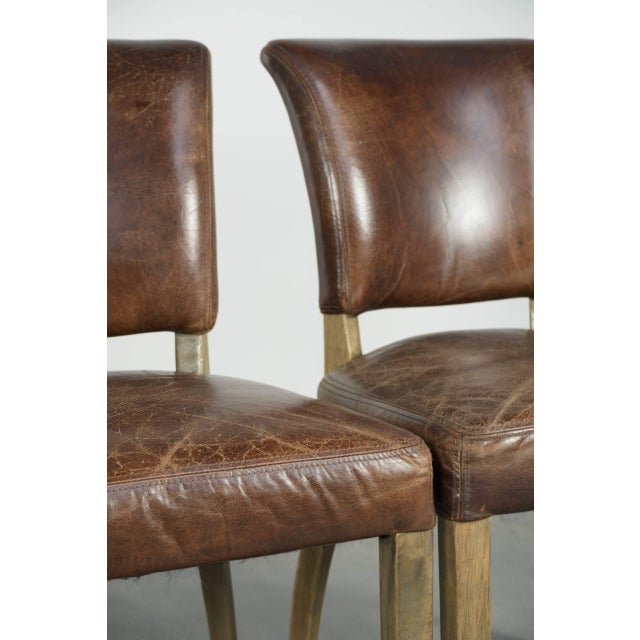 Vintage Cowhide Leather and Wood Dining Chairs, Set of 4 For Sale - Image 11 of 16