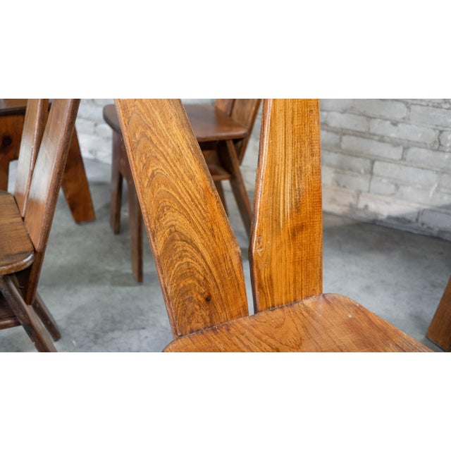 1970s French Modern Brutalist Dining Chairs After Pierre Chapo - Set of 8 For Sale - Image 15 of 18