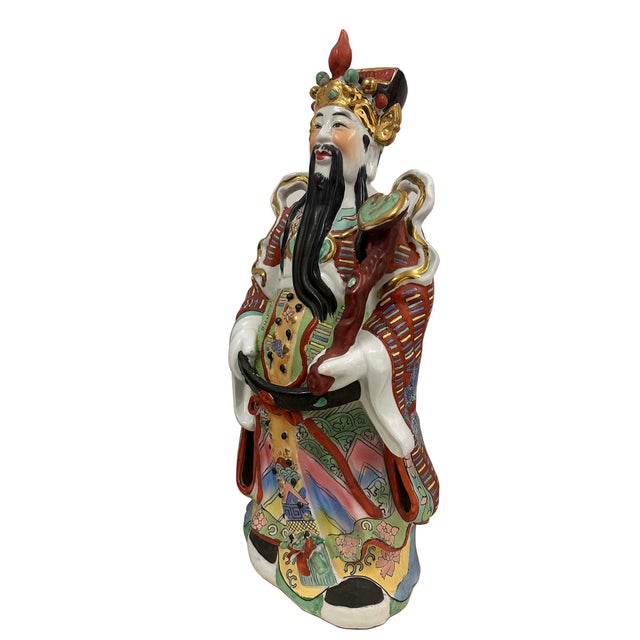 Huge Set of 3 Vintage Chinese Fu Lu Shou Feng Shui Trio Gods Figurines Statues For Sale - Image 11 of 16