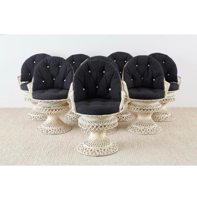 Set of 8 Russell Woodard Spun Fiberglass Swivel Armchairs — Hollywood Regency — Mid-20th Century — Fully Restored For Sale - Image 9 of 10