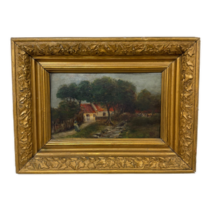 Oil on Canvas Cottage by the Stream