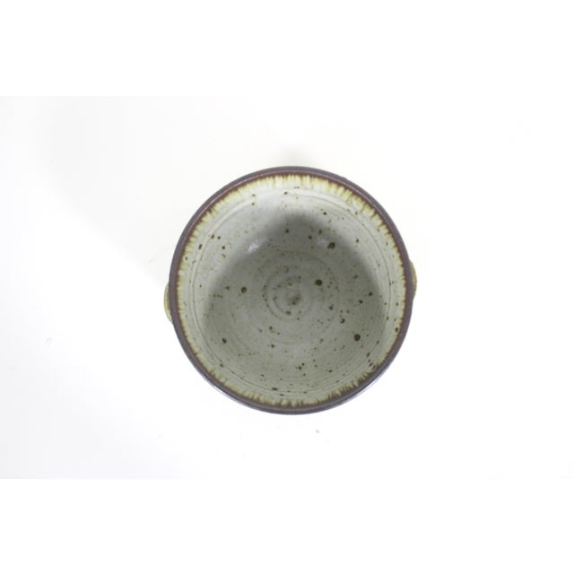 Yellow Vintage Studio Pottery Bowl With Handles For Sale - Image 8 of 11