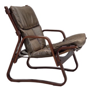 Norwegian Lounge Chair in Brown Furniture Leather, 1970s For Sale
