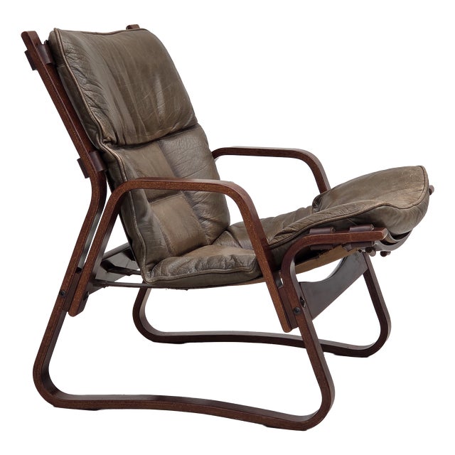 Norwegian Lounge Chair in Brown Furniture Leather, 1970s For Sale