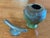 Ceramic Exquisite Signed "Ryon" Large Studio Art Raku Lidded Vessel With Ceramic Branch-Like Handle With Decorative Jewel Adornment - Vintage For Sale - Image 7 of 12