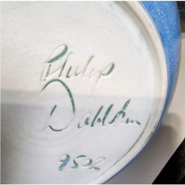 Cornflower Blue Hand-Thrown Studio Pottery Sgraffito Vase, Artist-Signed and Numbered For Sale - Image 8 of 8