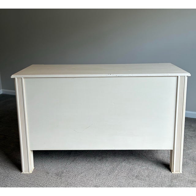 Wood Vintage Coastal Regency Style Cream Console Cabinet For Sale - Image 7 of 9