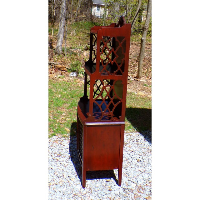 Vintage Mahogany Chippendale Style Bookcase Bookshelf Etagere Display Shelves For Sale - Image 13 of 17