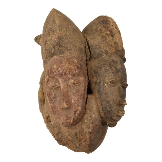 Early 20th Century Baule Mask Two Faces Côte d'Ivoire For Sale