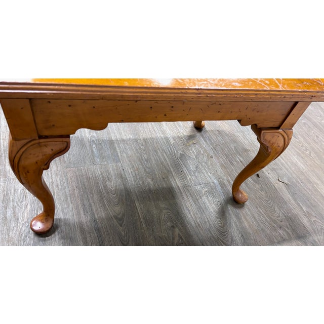 Vintage Queen Anne Style Parquet Style Top Carved Coffee Table W/ Pull Out Tray For Sale - Image 10 of 12