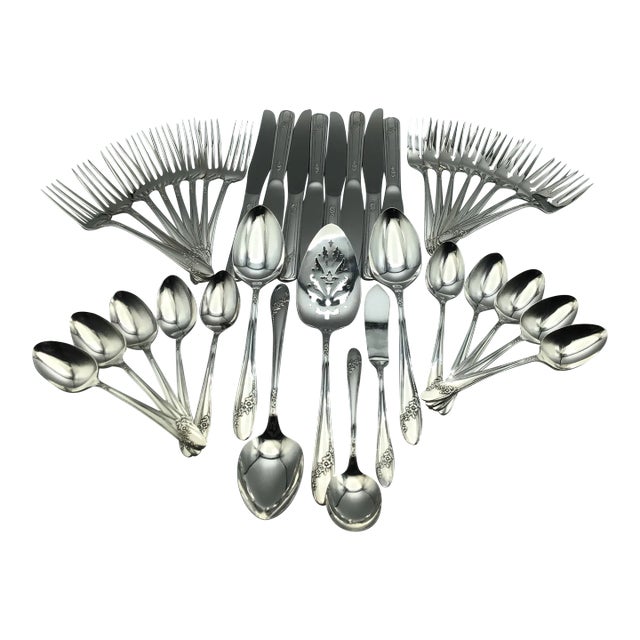 Oneida Tudor Silver Plate Flatware - 40 Pieces For Sale