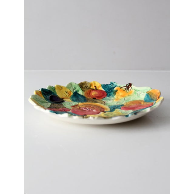 Mid 20th Century Mid-Century Italian Majolica Ceramic Fruit Plate For Sale - Image 5 of 10