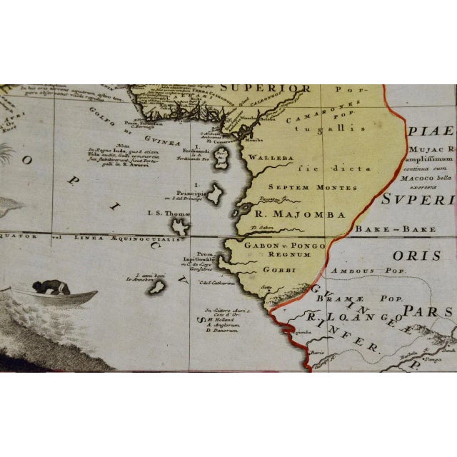 Traditional West Africa Entitled "Guinea Propria": An 18th Century Hand Colored Homann Map For Sale - Image 3 of 7