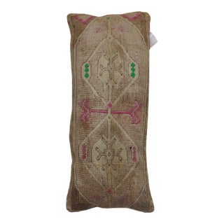 Long Narrow Brown Pink Pops of Green Turkish Pillow For Sale