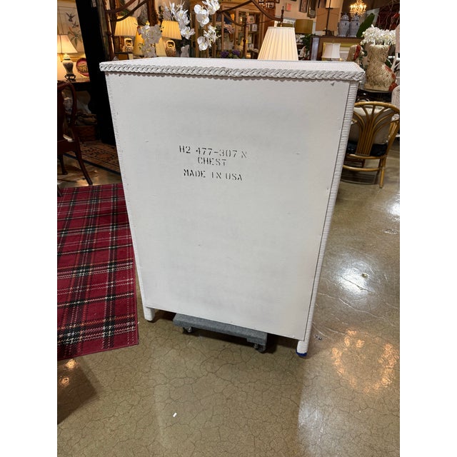 White Late 20th Century Henry Link White Wicker Five Drawer Chest For Sale - Image 8 of 10