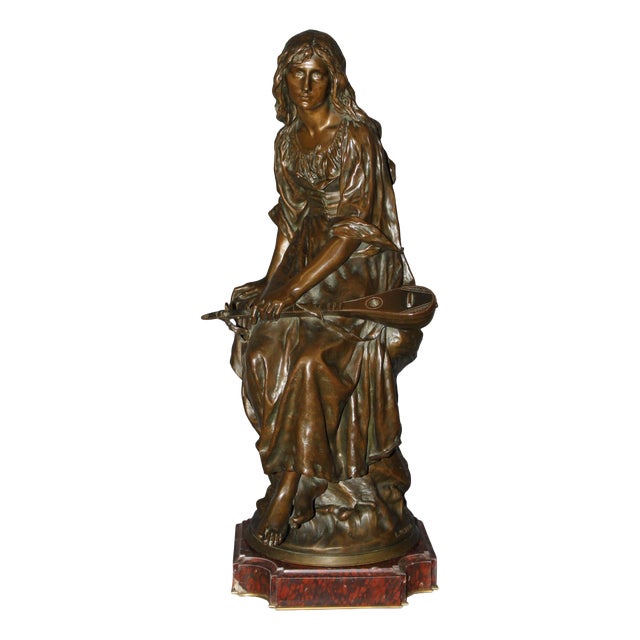 Paul-Eugène Mengin, the Mandolin Player, 1800s, Bronze For Sale