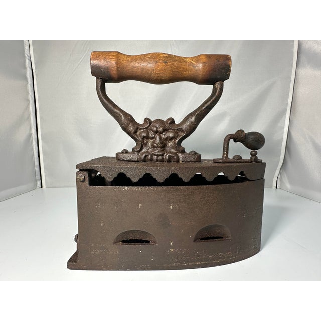 Antique Cast Iron Charcoal Iron: Grotesque Devil Head, 19th Century For Sale - Image 4 of 10