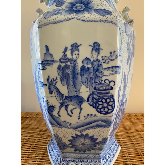 Blue Maitland-Smith Large Blue and White Vase For Sale - Image 8 of 10