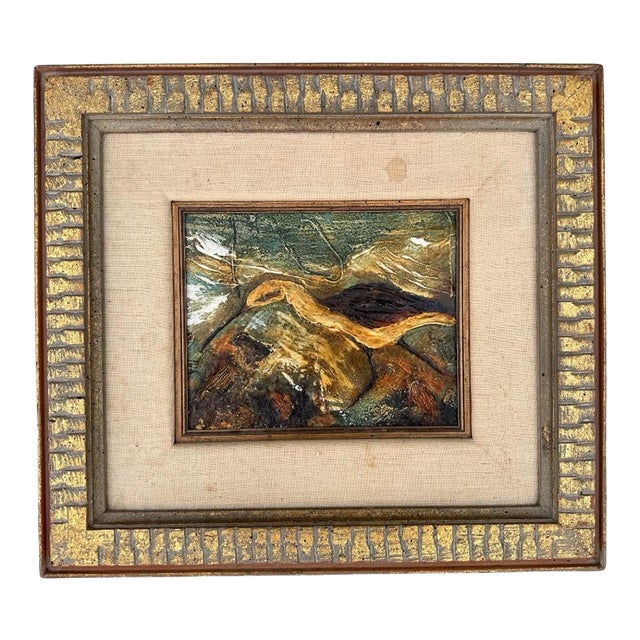 Vintage Impasto Oil on Masonite Painting of Shorebird in Coastal Landscape, Framed For Sale