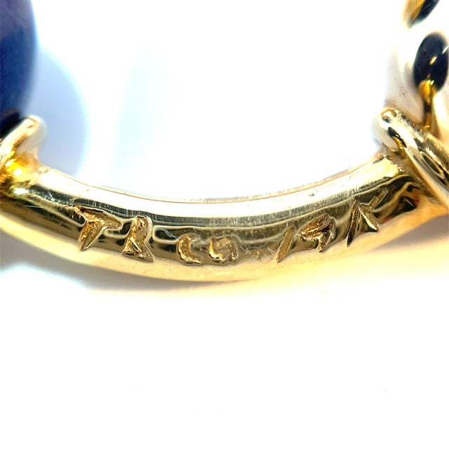 Early 21st Century Tiffany & Co. 14k Yellow Gold Lapis Ball Cufflinks For Sale - Image 5 of 6