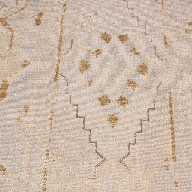 Rug & Kilim Rug & Kilim’s Oversized Rayure Boheme Rug in Ice Blue and Gold, 12x15 For Sale - Image 4 of 8