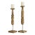 Pair of Wood Turned Rustic Painted Pillar Candle Holders From India For Sale