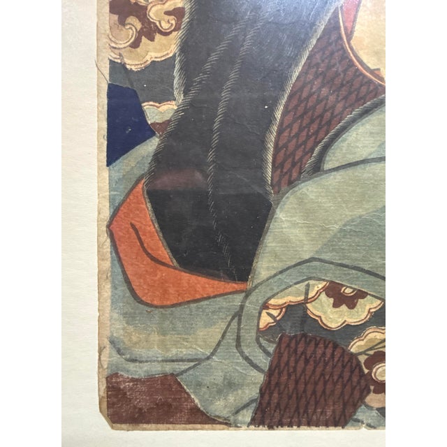 Blue Antique Mid 19th Century Utagawa Kunisada Japanese Woodblock Figural Edo Print For Sale - Image 8 of 15