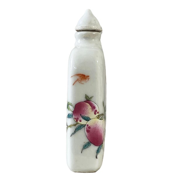 1980s VTG Chinoiserie Famille Rose Porcelain Snuff Bottle 3.5" H For Sale - Image 5 of 7
