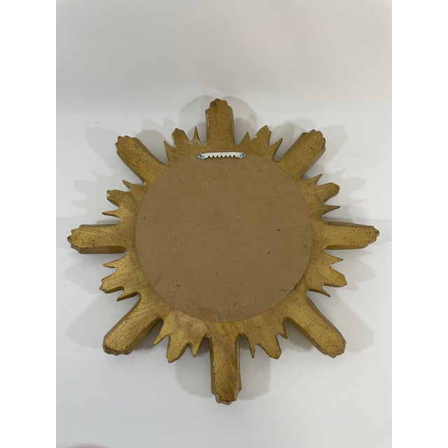Vintage 16" Gilded Sunburst Wall Mirror With Light Cream Wash For Sale - Image 11 of 15