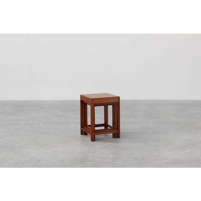 Art Deco Oak Stacking Tables, France, 1920s, Set of 3 For Sale - Image 4 of 15