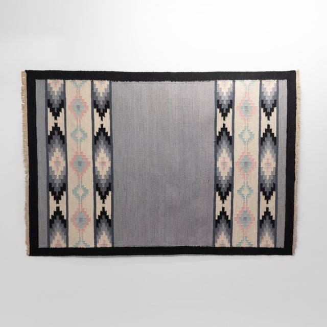 Mid-Century Swedish Kilim in Tones of Grey, 1960s For Sale - Image 6 of 6
